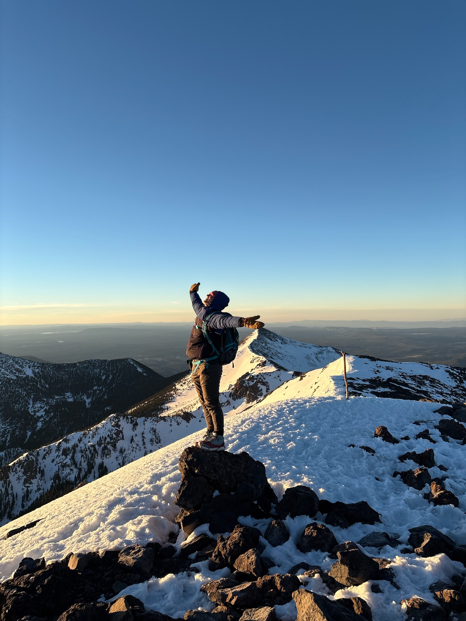Sienna on a snowy summit